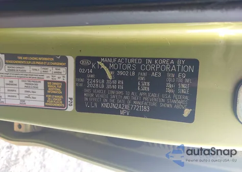 2014 Kia Soul from USA, damaged, VIN KNDJN2A2XE7721183